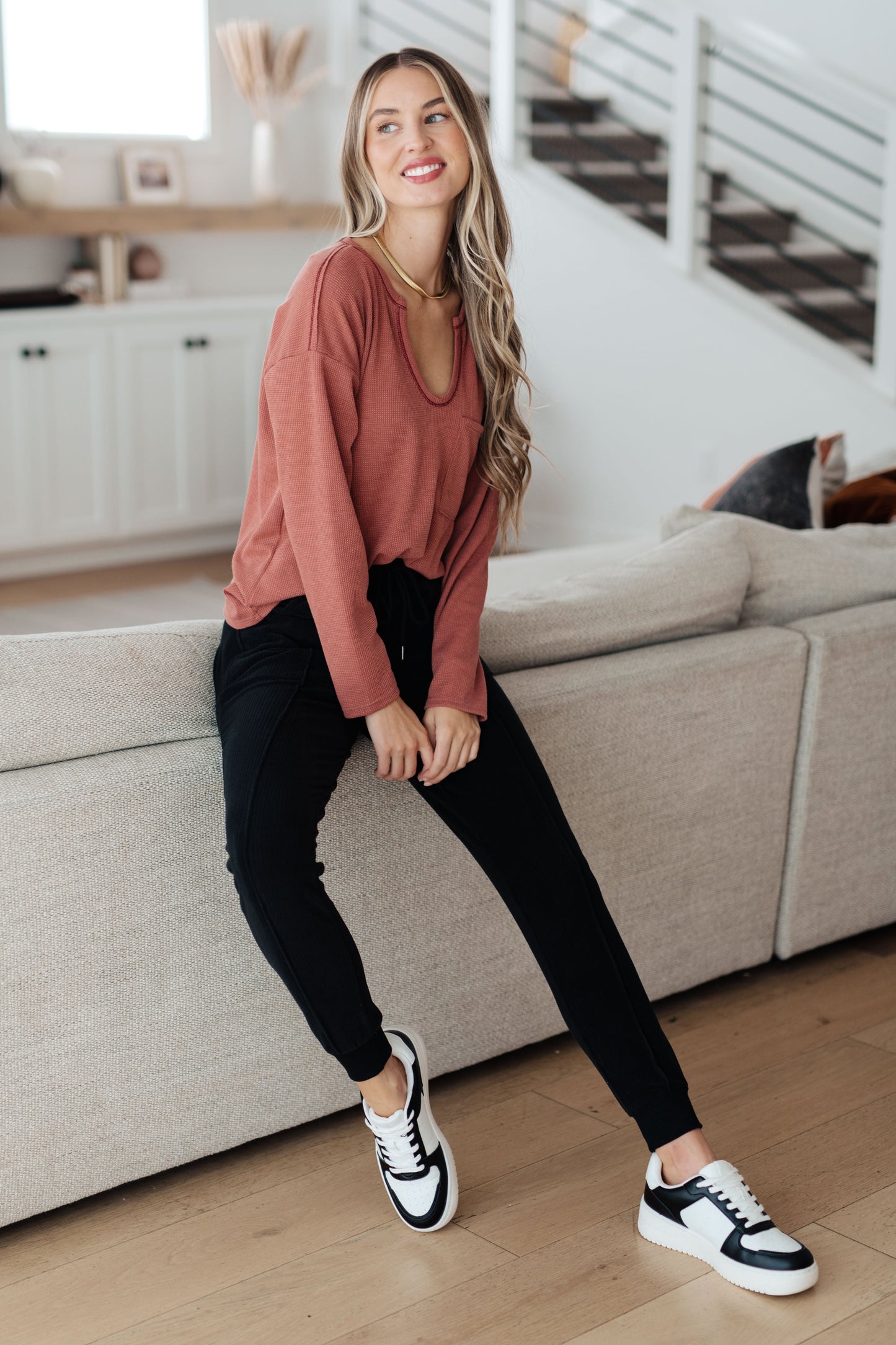 CLEARANCE Behind The Scenes Waffle Knit Top