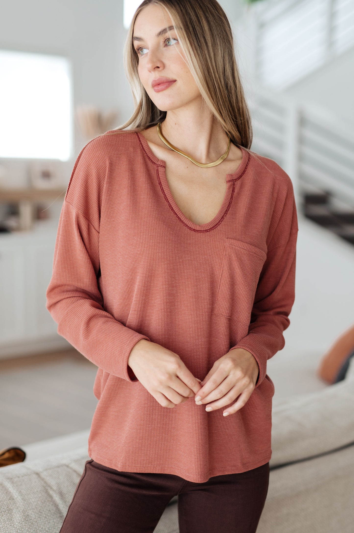 CLEARANCE Behind The Scenes Waffle Knit Top
