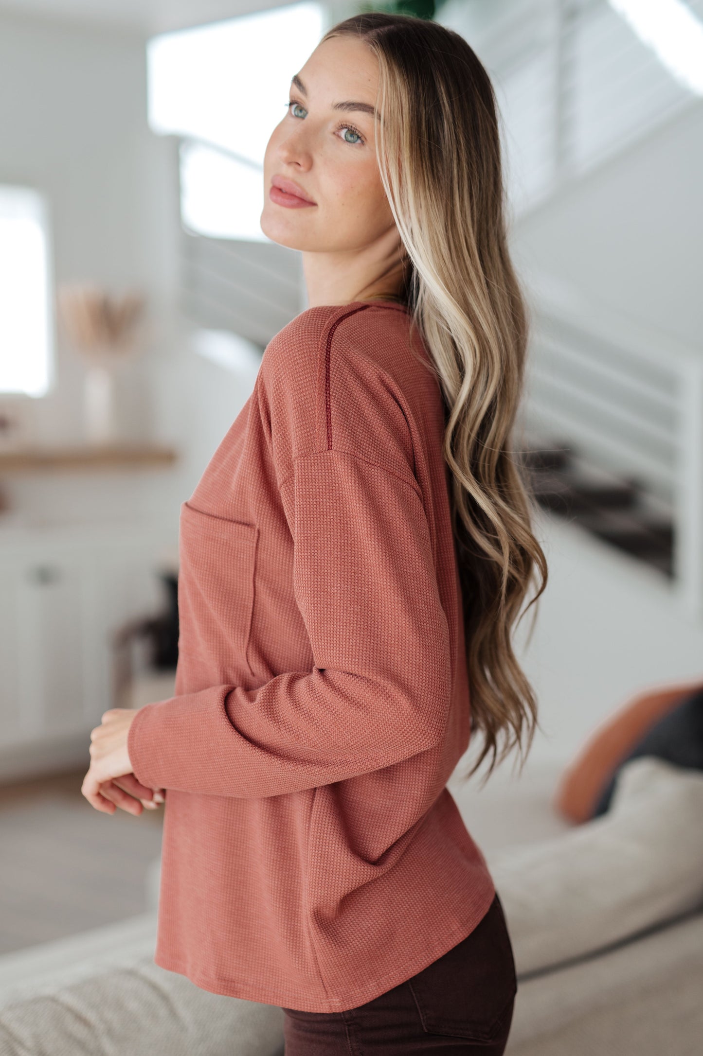 CLEARANCE Behind The Scenes Waffle Knit Top