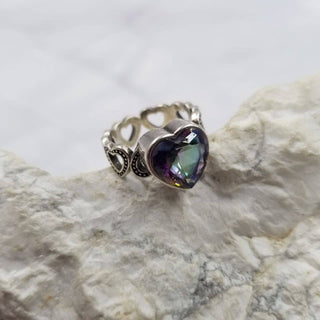 Colorful Crystal Heart Adjustable Ring