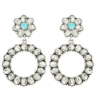 Sophia Collection Western Open Circle Turquoise Gemstone Earrings