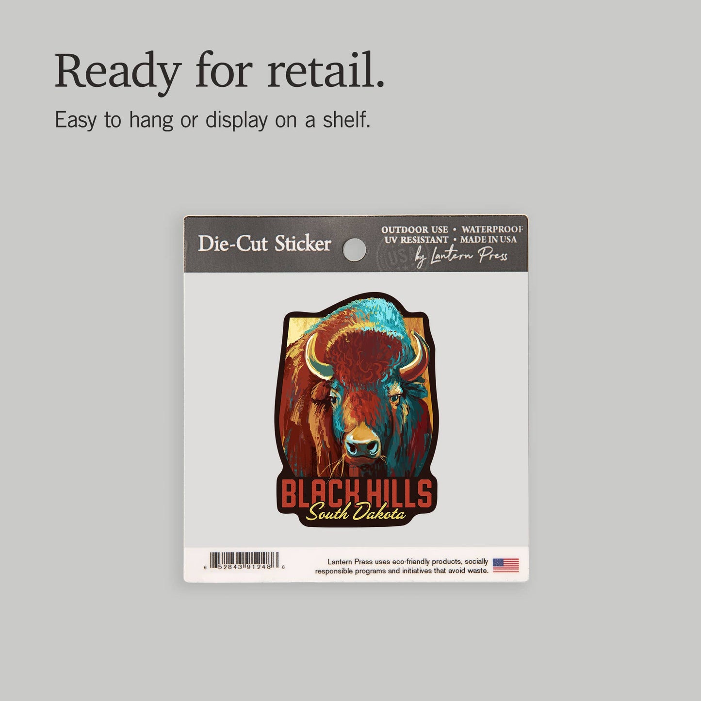 Vinyl Sticker Black Hills, South Dakota, Bison, Vivid