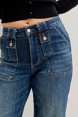 Judy Blue Wide Crop Utility & Patch Pocket