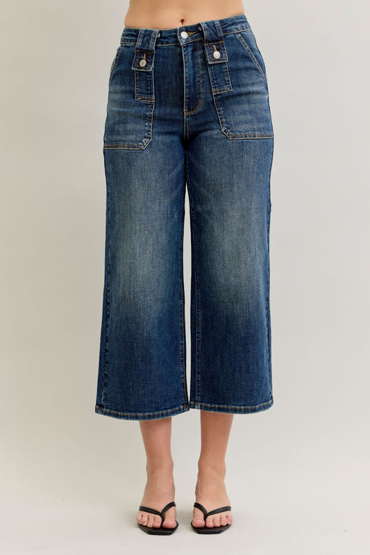 Judy Blue Wide Crop Utility & Patch Pocket