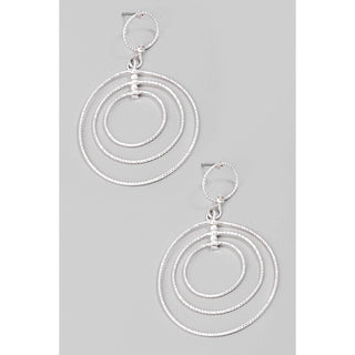 Layered Textured Hoop Dangle Earrings