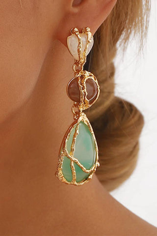 Drop Shape Turquoise Alloy Earrings