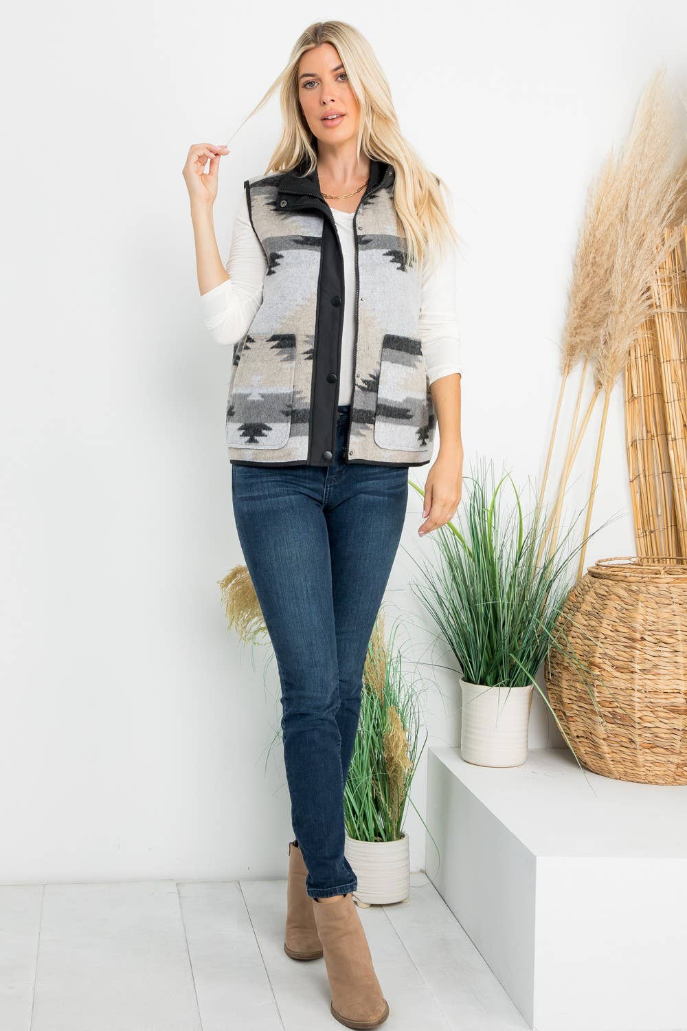 Aztec Print Vest