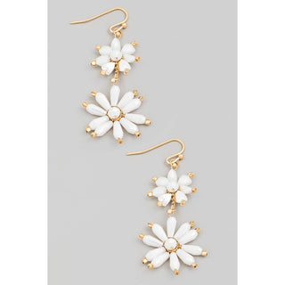 Beaded Flower Chain Dangle Earrings