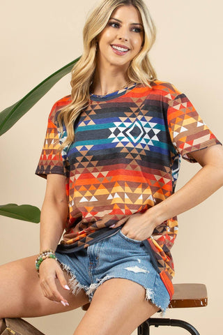 CLEARANCE AZTEC PRINT SHORT SLEEVE T-SHIRT