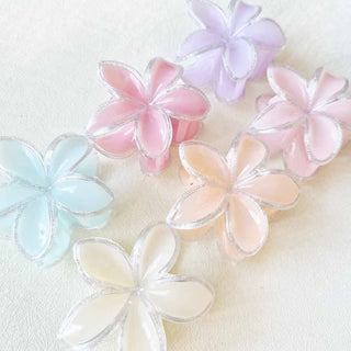 Glitter Outlined Plumeria Flower Hair Claw