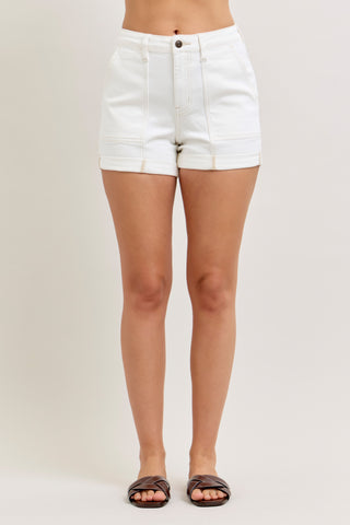 Judy Blue White shorts Aurora Weekender Short Double Rolled Cuff