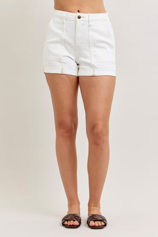 Judy Blue White shorts Aurora Weekender Short Double Rolled Cuff
