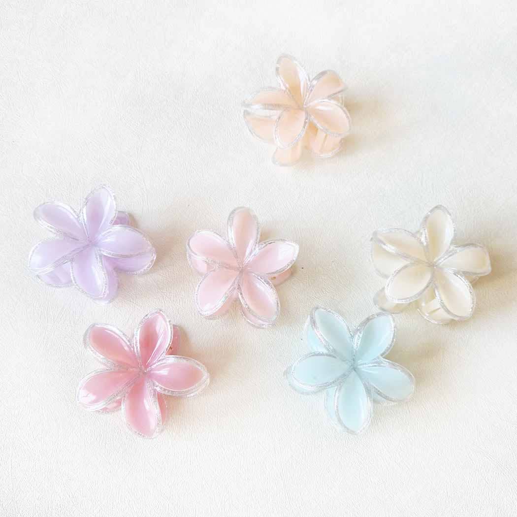 Glitter Outlined Plumeria Flower Hair Claw