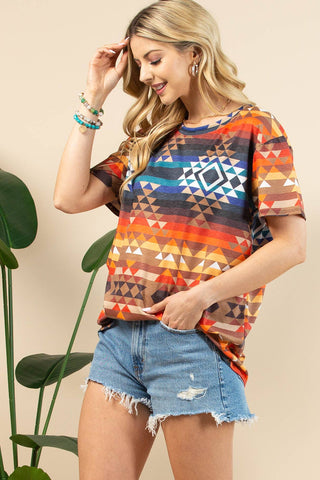 CLEARANCE AZTEC PRINT SHORT SLEEVE T-SHIRT