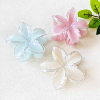 Glitter Outlined Plumeria Flower Hair Claw