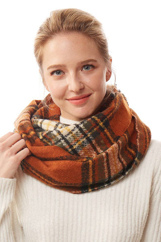 Women's Winter Plaid Patterned Infinity Scarf