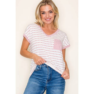 Staccato V NECK DOTTED STRIPED TOP