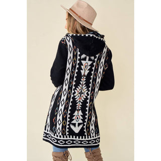 ***CLEARANCE **** Aztec Rainbow Long Sleeve Hooded Sweater Cardigan