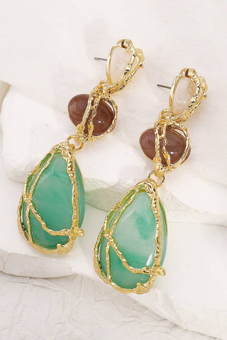 Drop Shape Turquoise Alloy Earrings
