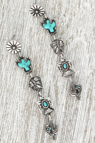 Sophia collection Western Navajo Themed Turquoise Dangle Earrings