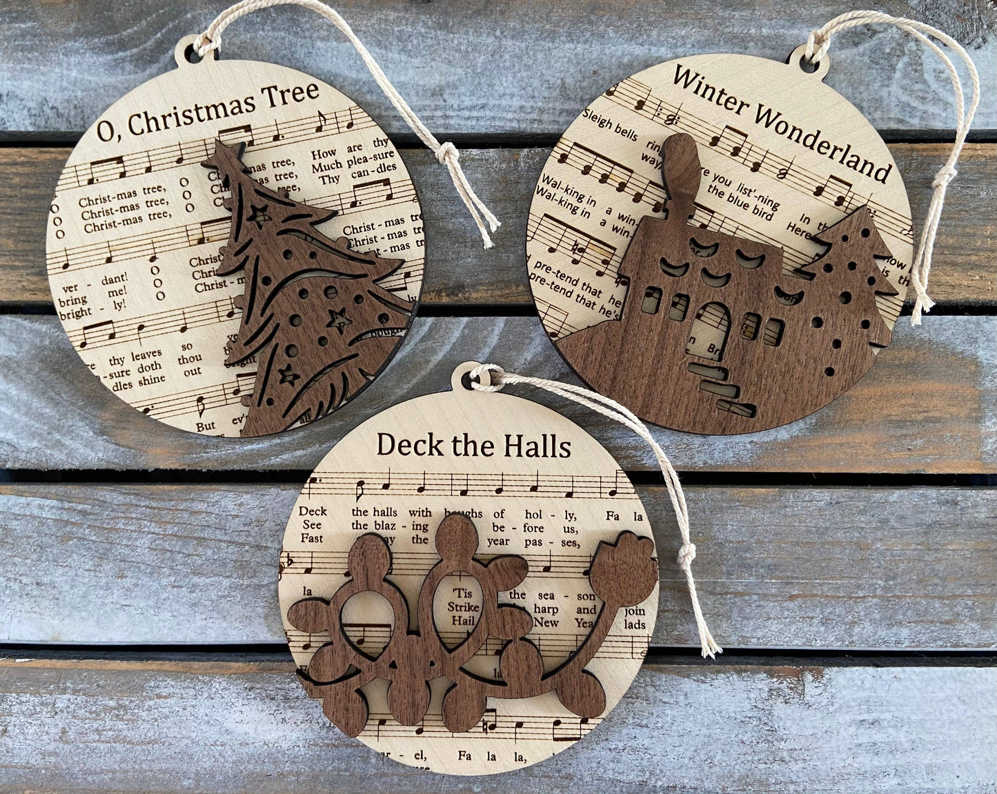 Christmas songs ornament, wooden 2D ornament