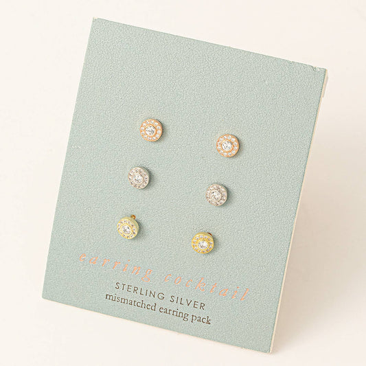 Sterling Silver Circle Stud Earrings Set