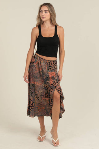Angie RUFFLE SIDE SLIT MID LENGTH SKIRT