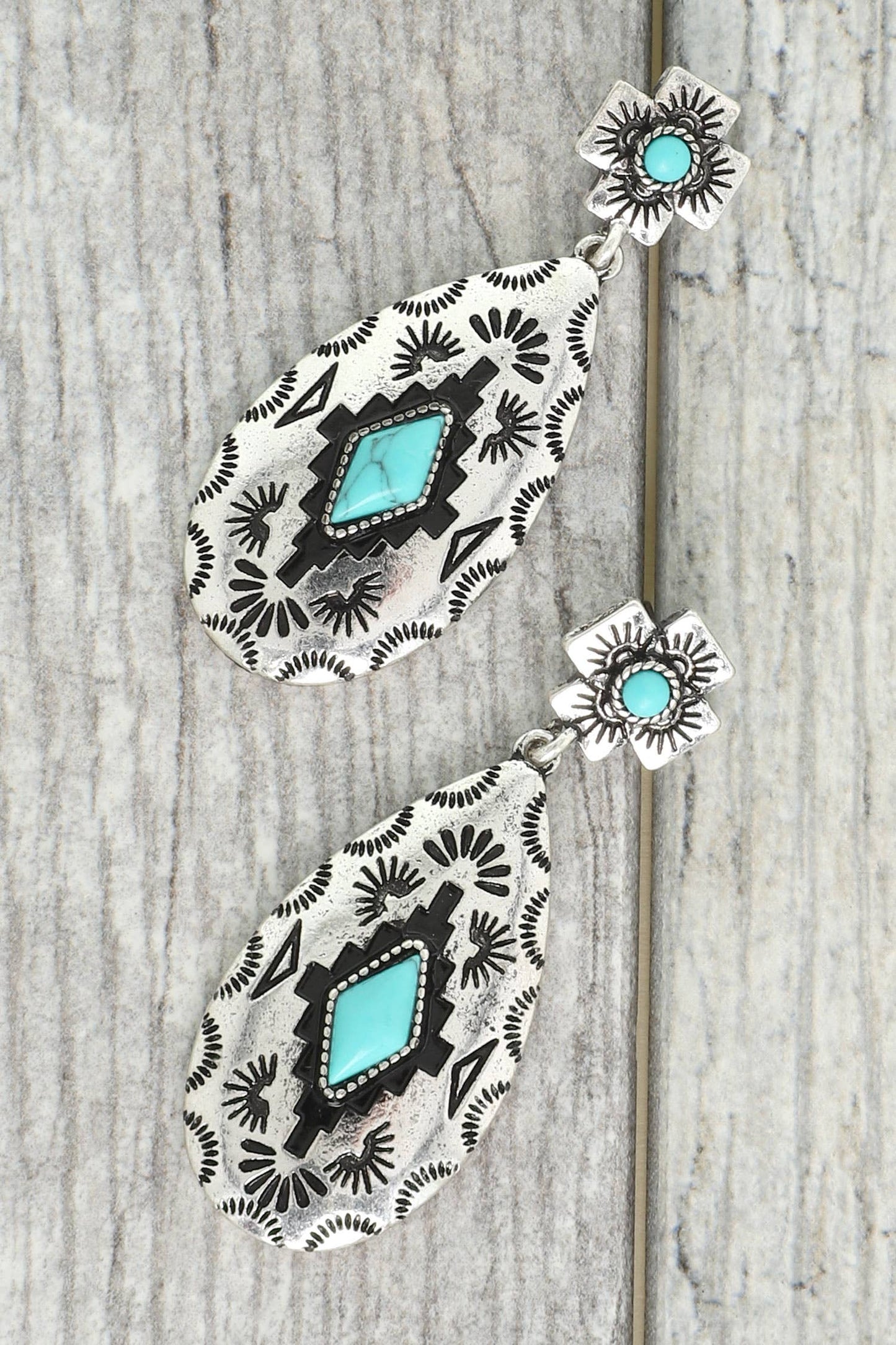 2-Tier Western Turquoise Teardrop Earrings Sophia collection