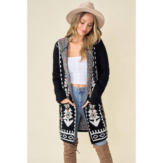 ***CLEARANCE **** Aztec Rainbow Long Sleeve Hooded Sweater Cardigan
