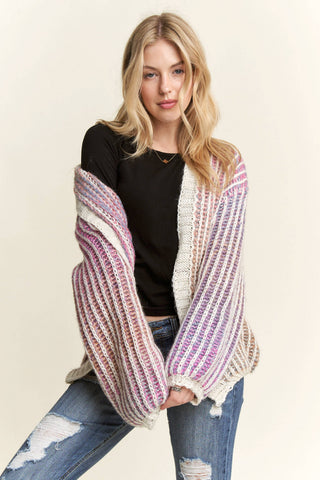 CLEARANCE MULTI COLOR OMBRE SWEATER CARDIGAN