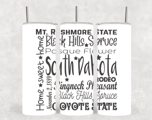 South Dakota Square Word Collage Souvenir Tumbler