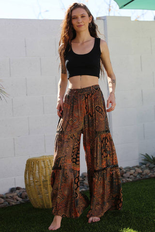 Angie WIDE LEG PANTS WITH LACE INSERTS