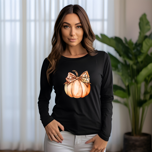 Pumpkin Watercolor Long Sleeve Tee