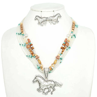 Sophia Collection Western Equestrian Bead Mix Necklace Set