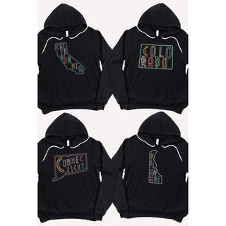 SOUTH DAKOTA Neon State Shape Graphic Hoodies