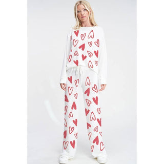 CLEARANCE Heart all over soft brushed loungewear set
