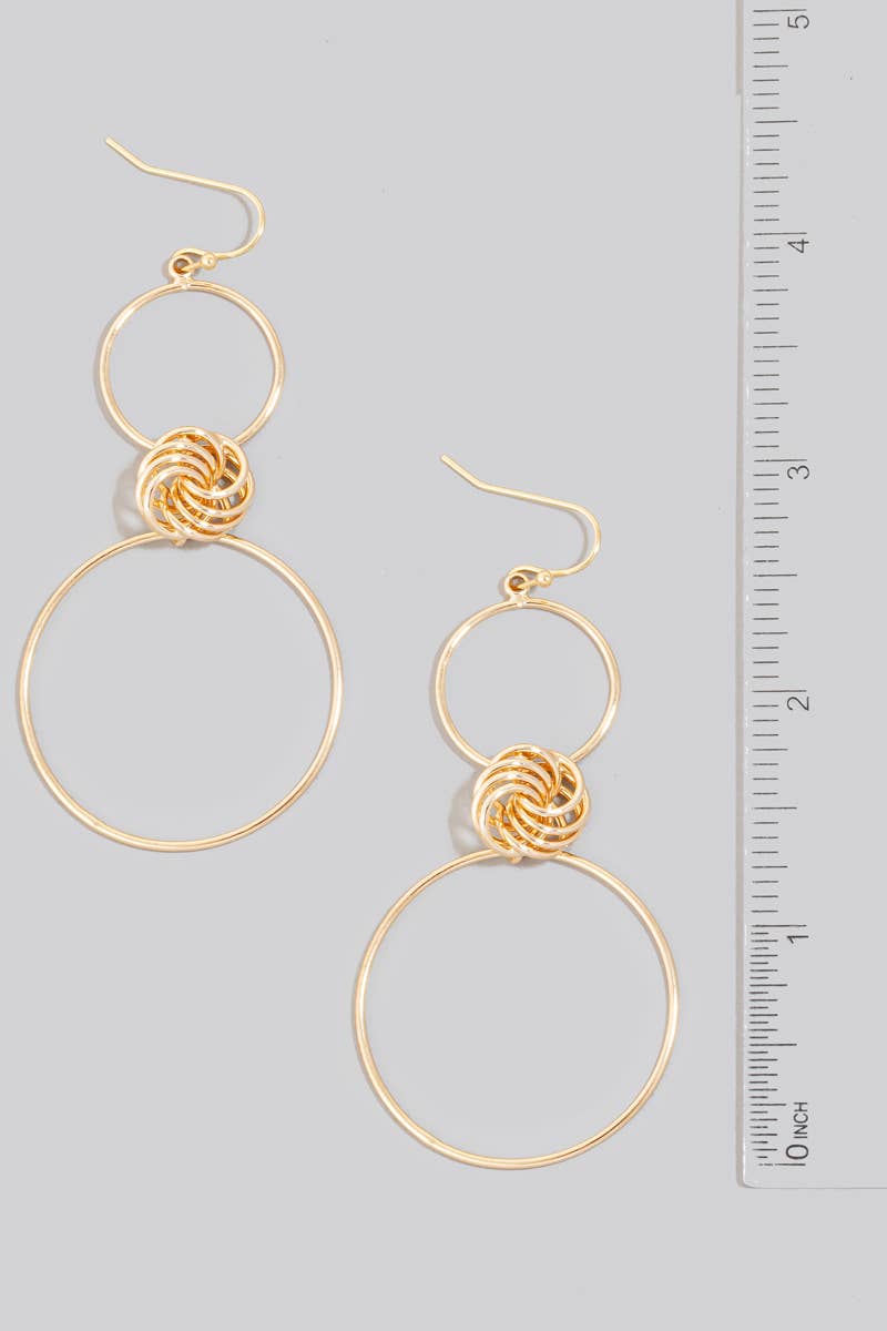 Metallic Tiered Cluster Hoop Dangle Earrings