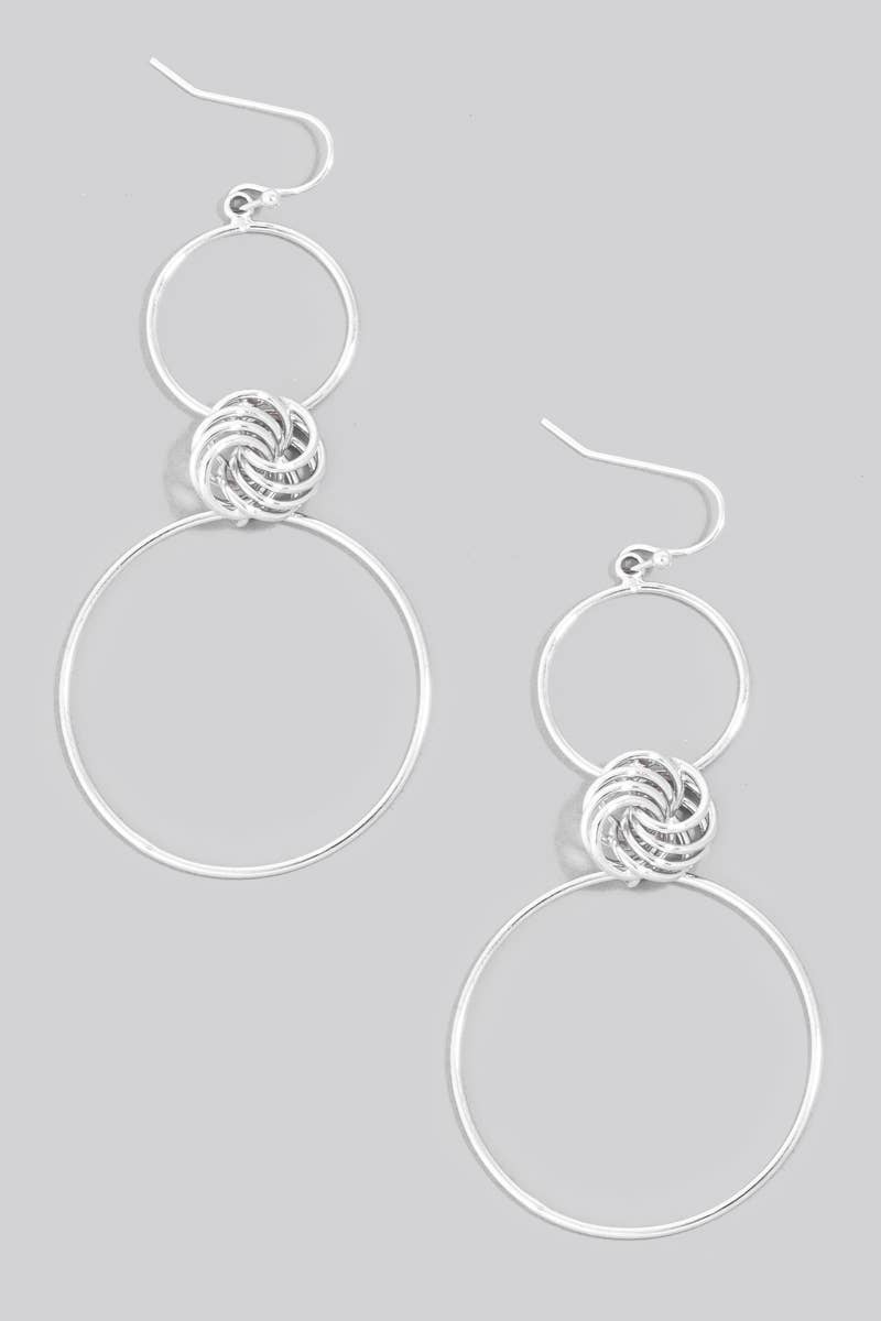 Metallic Tiered Cluster Hoop Dangle Earrings