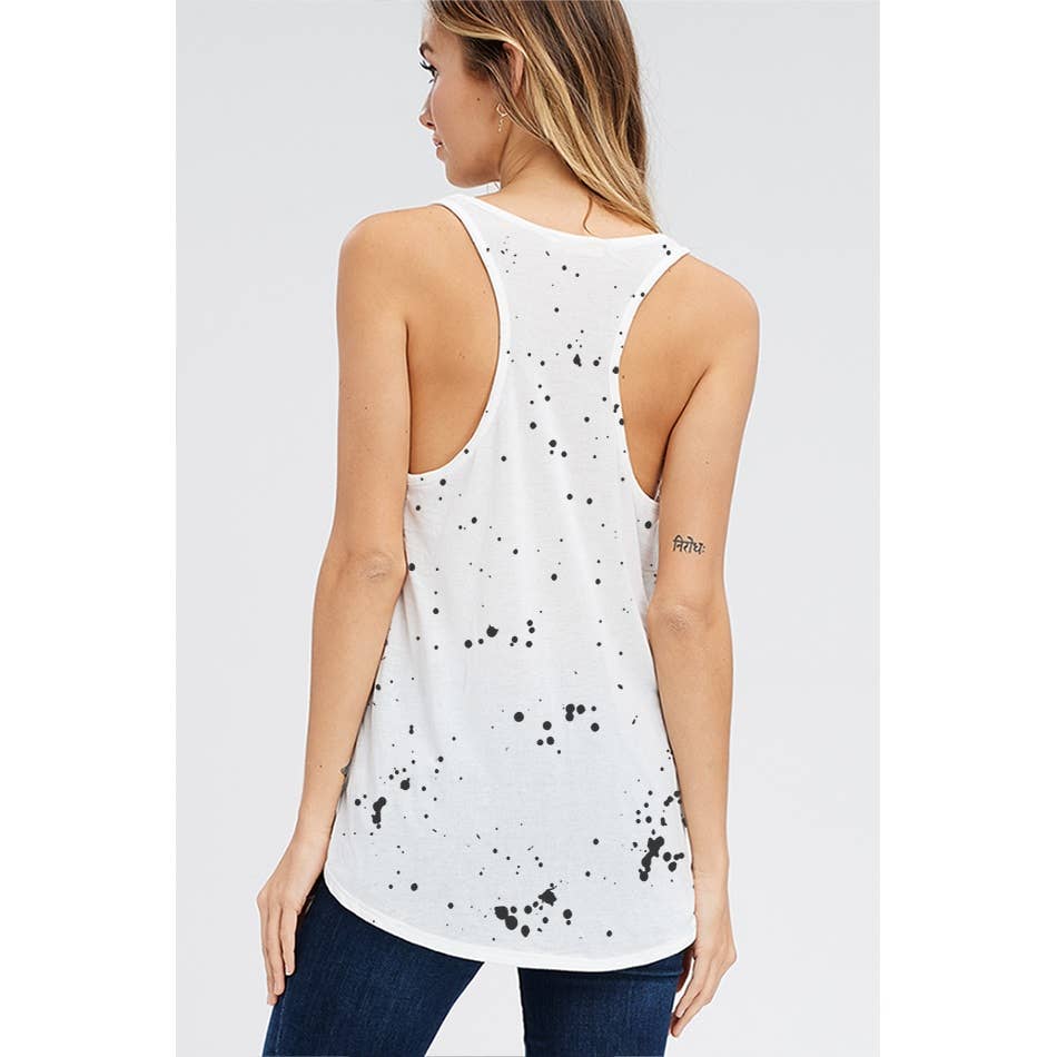 Western skull print tank top in charcoal