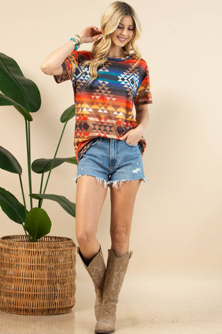CLEARANCE AZTEC PRINT SHORT SLEEVE T-SHIRT