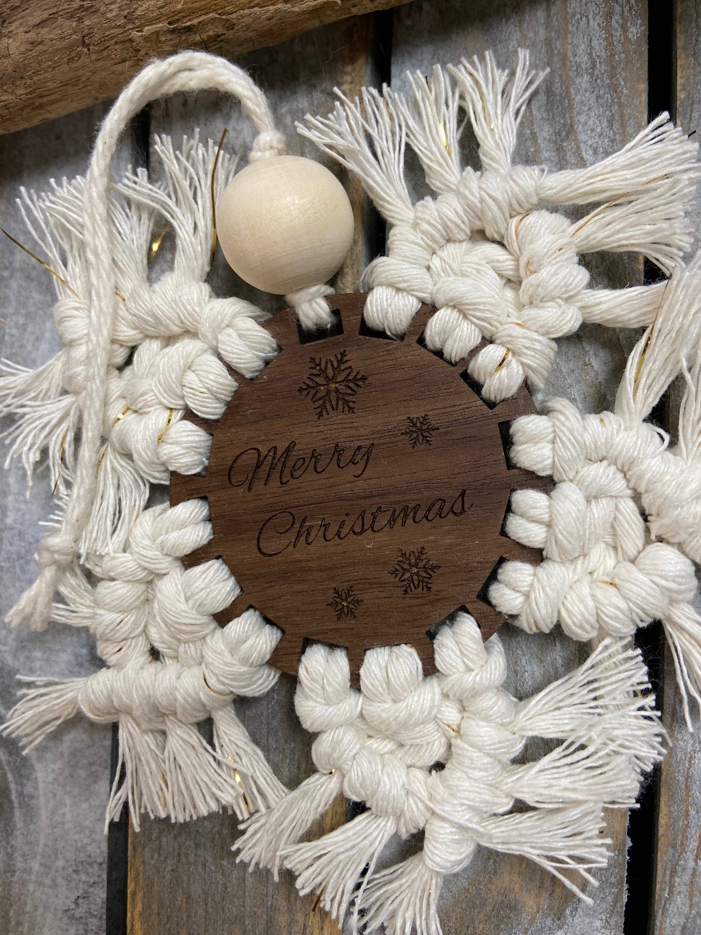 Macrame Christmas ornament - merry Christmas