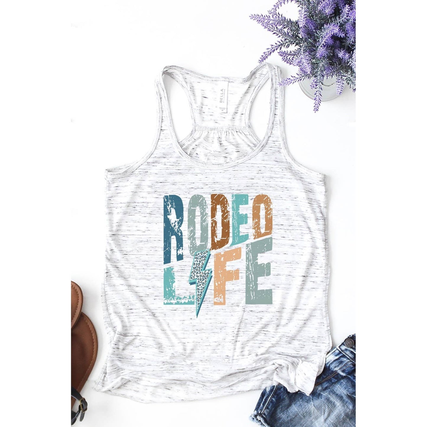 Rodeo Life Leopard Lightning Bolt Graphic Tank Top