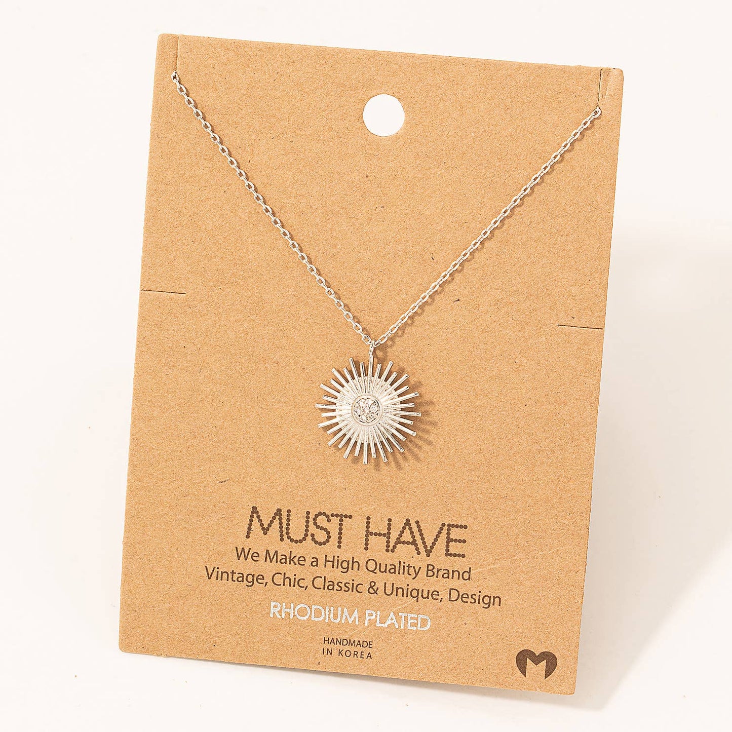 Circle Sun Shine Ray Pendant Necklace