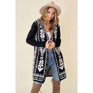 ***CLEARANCE **** Aztec Rainbow Long Sleeve Hooded Sweater Cardigan
