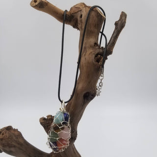 Wired String Bag Rainbow Crystal Necklace