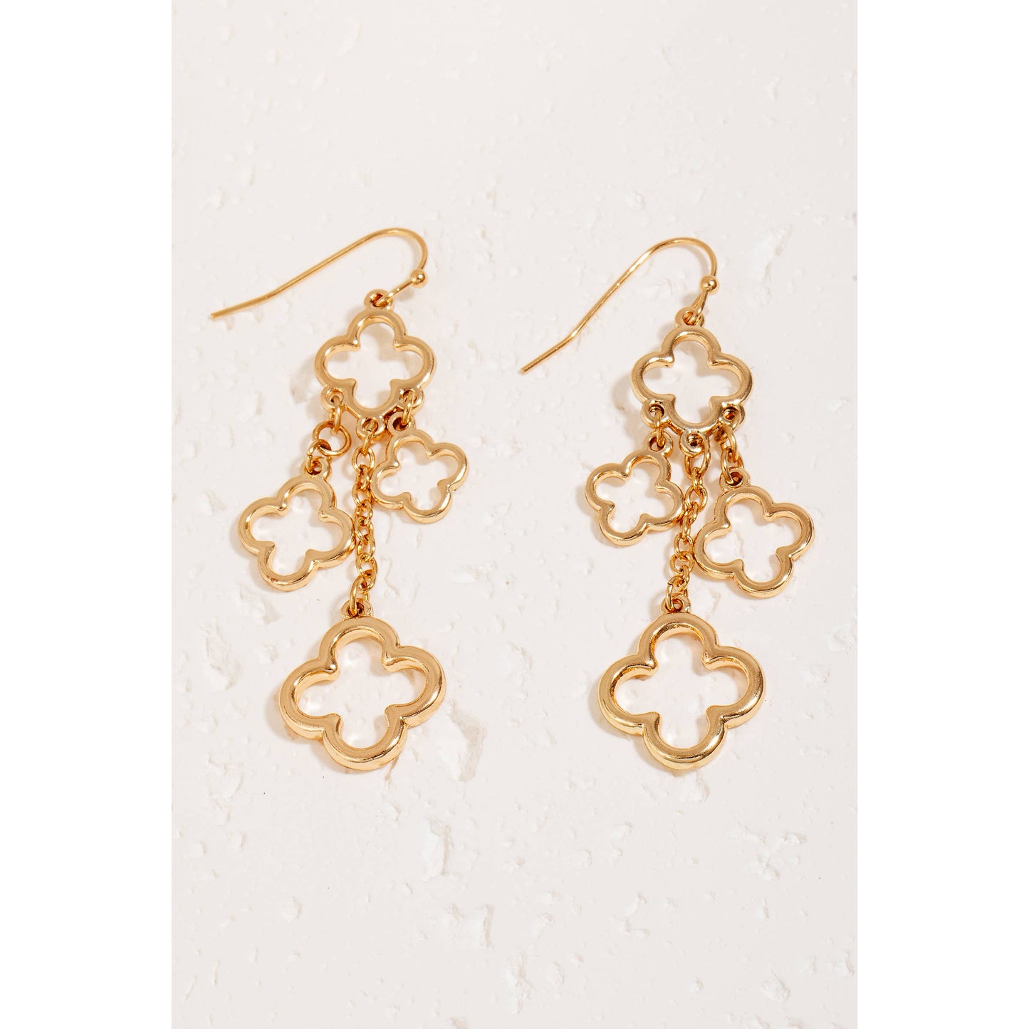 Metallic Clover Charms Chain Dangle Earrings