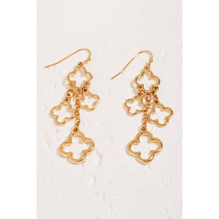Metallic Clover Charms Chain Dangle Earrings