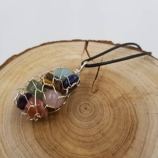 Wired String Bag Rainbow Crystal Necklace