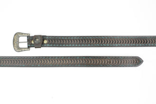 Genuine Brown Leather Deco Belt with Turquoise Accents ABB 14-2637