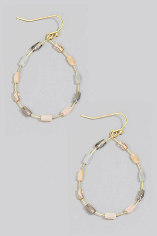 Faceted Glass Tube Beaded Tear Dangle Earrings